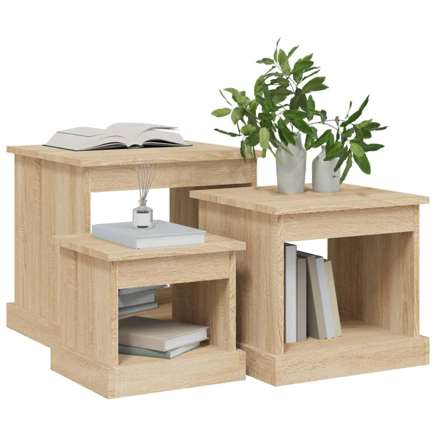 Tables basses 3 pcs chêne sonoma bois d'ingénierie - 4