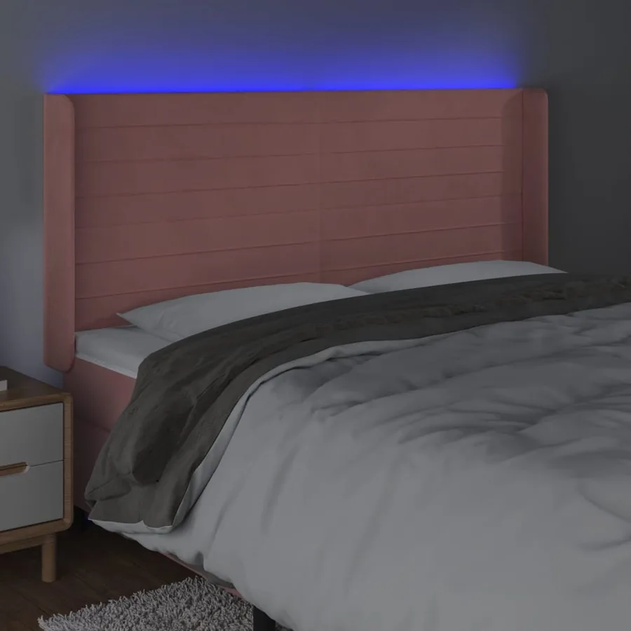 Tête de lit à LED Rose 203x16x118/128 cm Velours - 4
