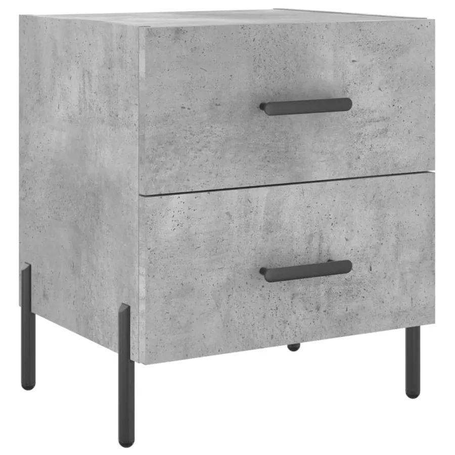 Table de chevet gris béton 40x35x47,5 cm bois d’ingénierie - 2