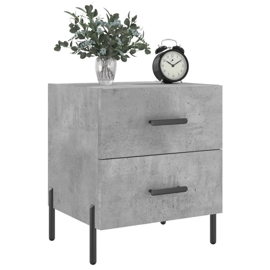 Table de chevet gris béton 40x35x47,5 cm bois d’ingénierie - 3