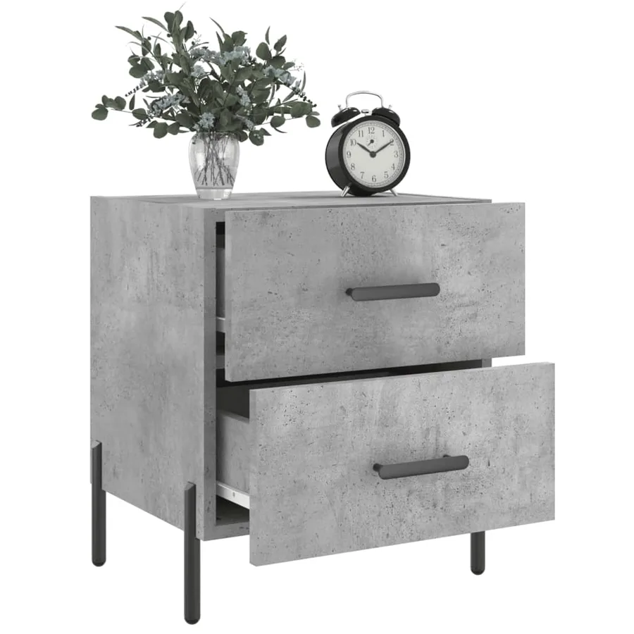 Table de chevet gris béton 40x35x47,5 cm bois d’ingénierie - 4