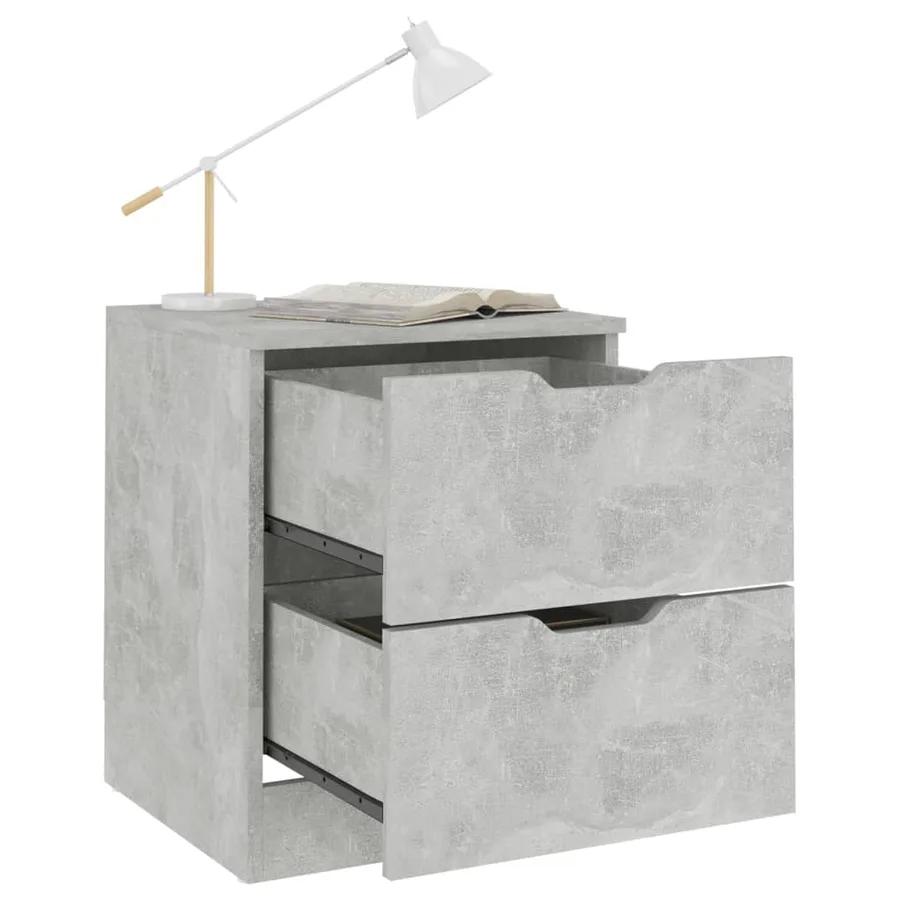 Table de chevet gris béton 40x40x50 cm bois d’ingénierie - 5