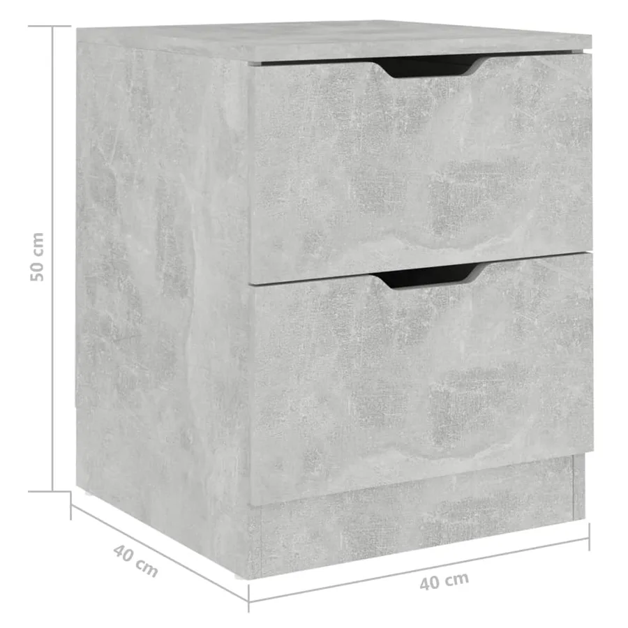 Table de chevet gris béton 40x40x50 cm bois d’ingénierie - 6
