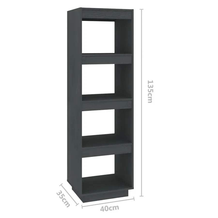 Bibliothèque/Séparateur de pièce gris 40x35x135 cm pin massif - 8