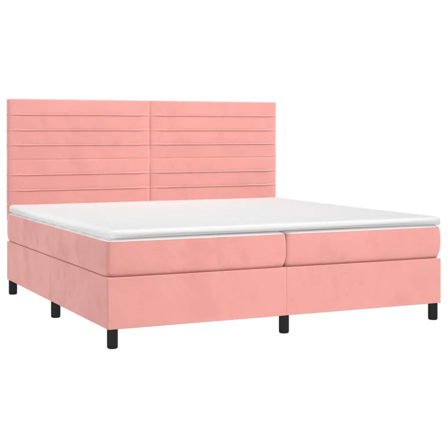 Sommier à lattes de lit avec matelas LED Rose 200x200cm Velours - 3
