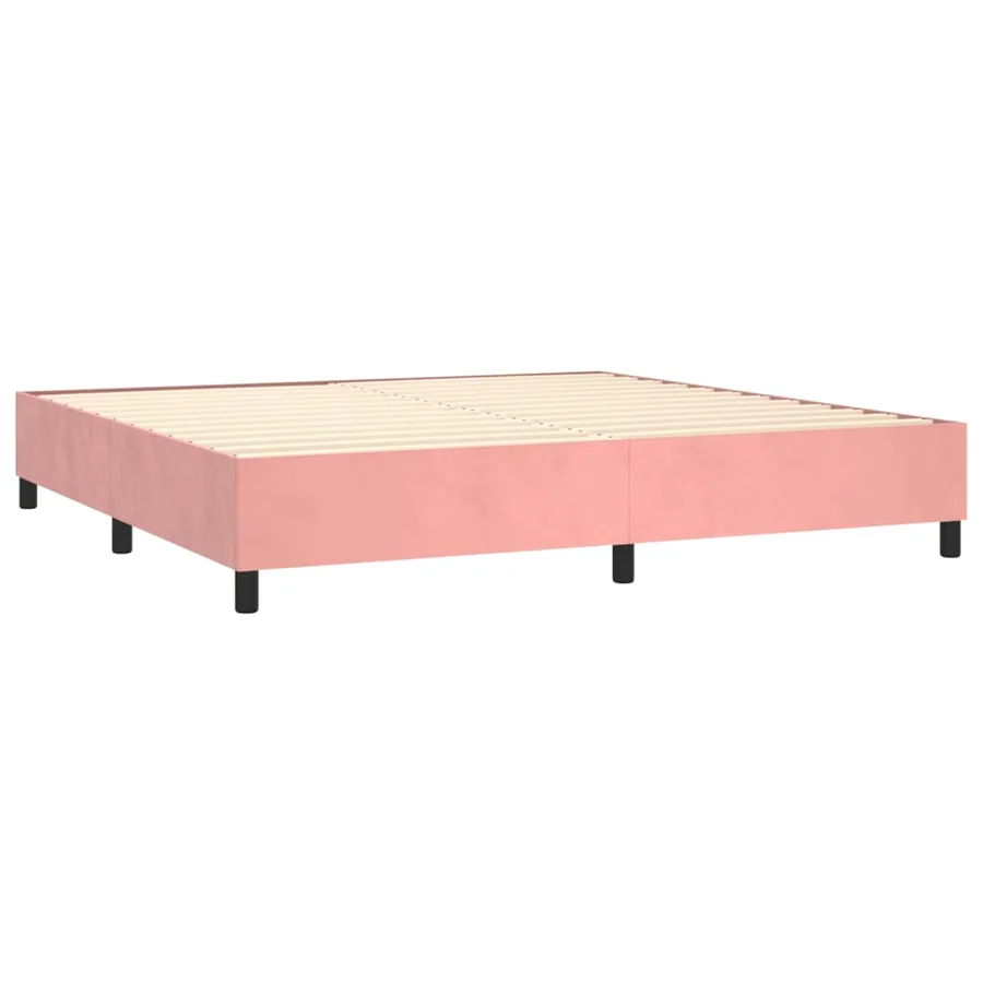 Sommier à lattes de lit avec matelas LED Rose 200x200cm Velours - 5