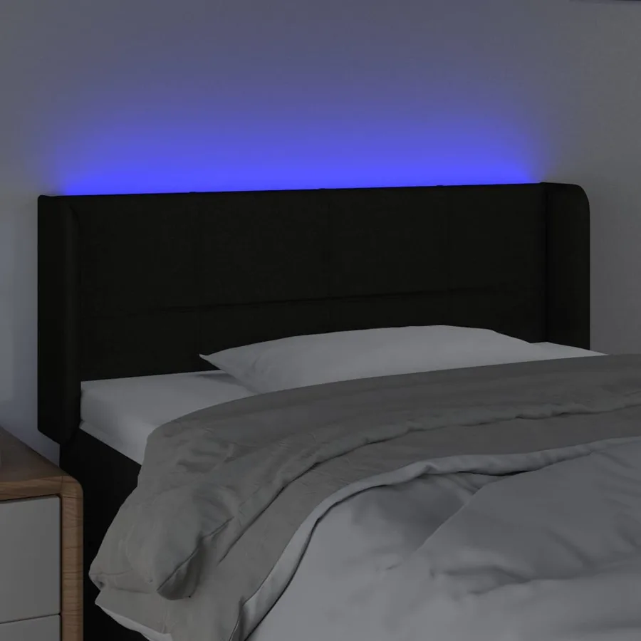 Tête de lit à LED Noir 83x16x78/88 cm Tissu - 4
