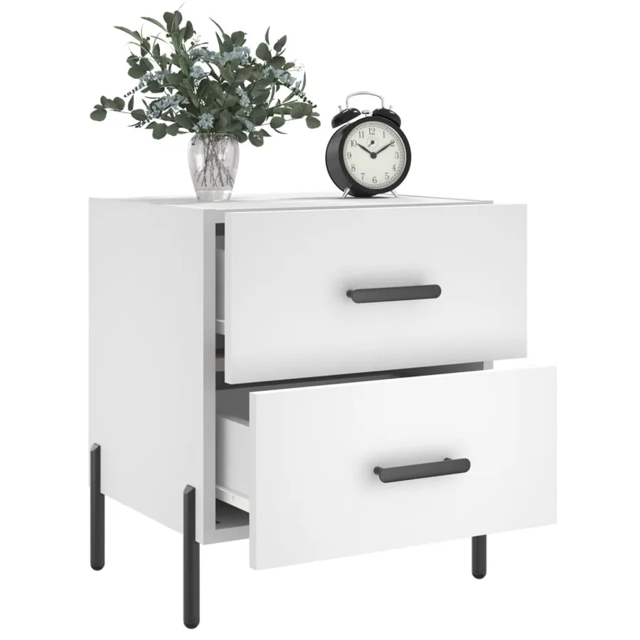 Table de chevet blanc 40x35x47,5 cm bois d’ingénierie - 4