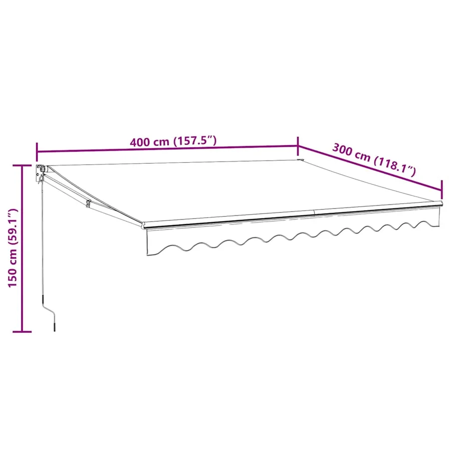 Auvent rétractable automatique anthracite 4x3 m - 8