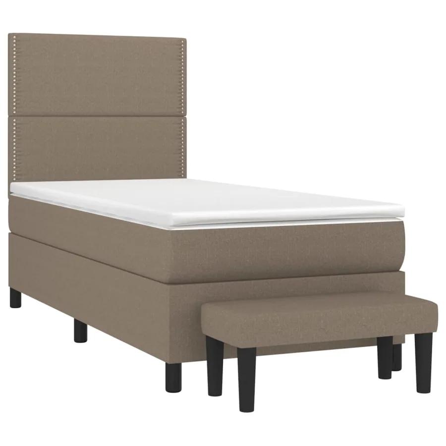Sommier à lattes de lit avec matelas Taupe 90x200 cm Tissu - 3