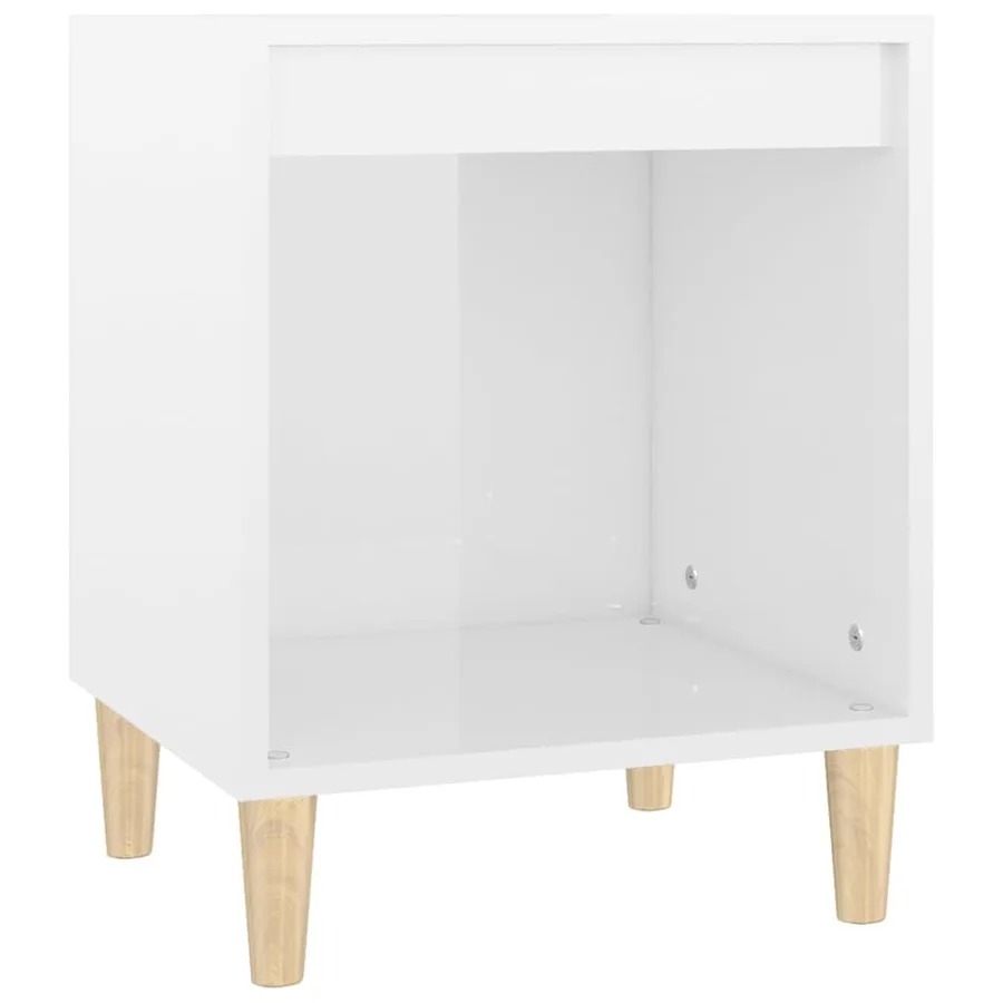 Table de chevet Blanc brillant 40x35x50 cm Bois d’ingénierie - 2