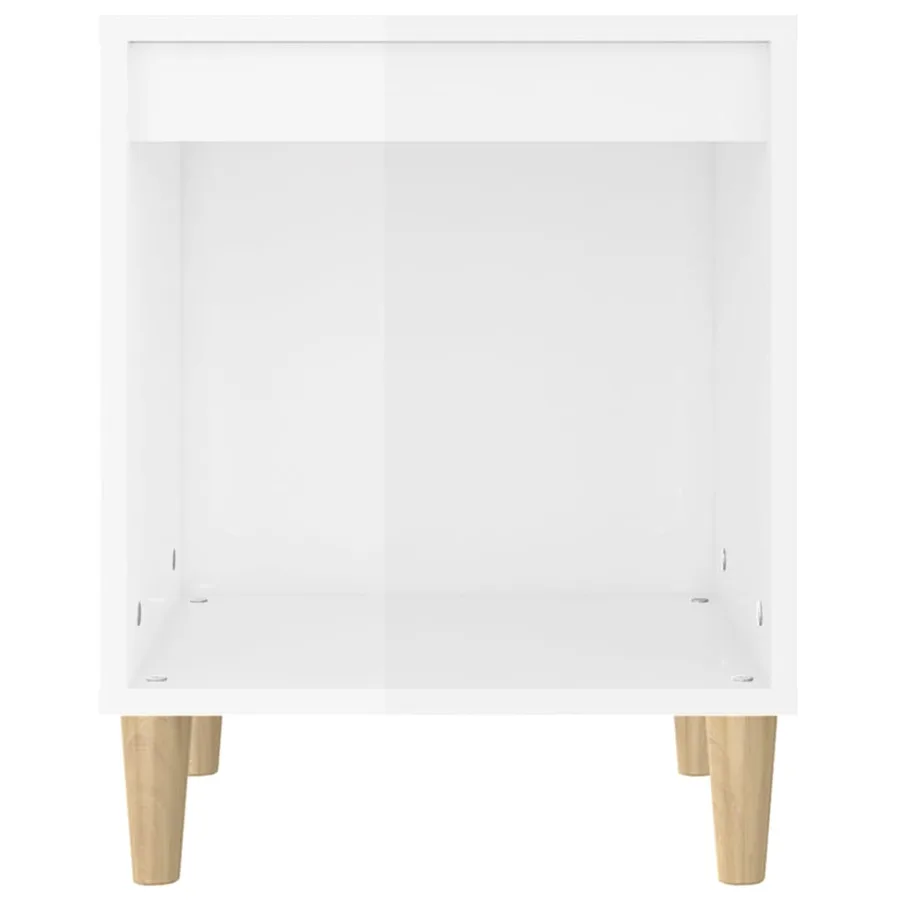 Table de chevet Blanc brillant 40x35x50 cm Bois d’ingénierie - 5