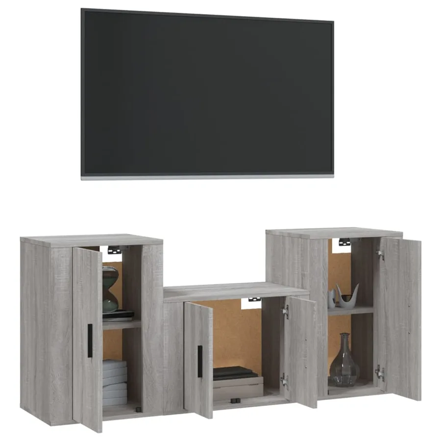 Ensemble de meubles TV 3 pcs Sonoma gris Bois d'ingénierie - 3
