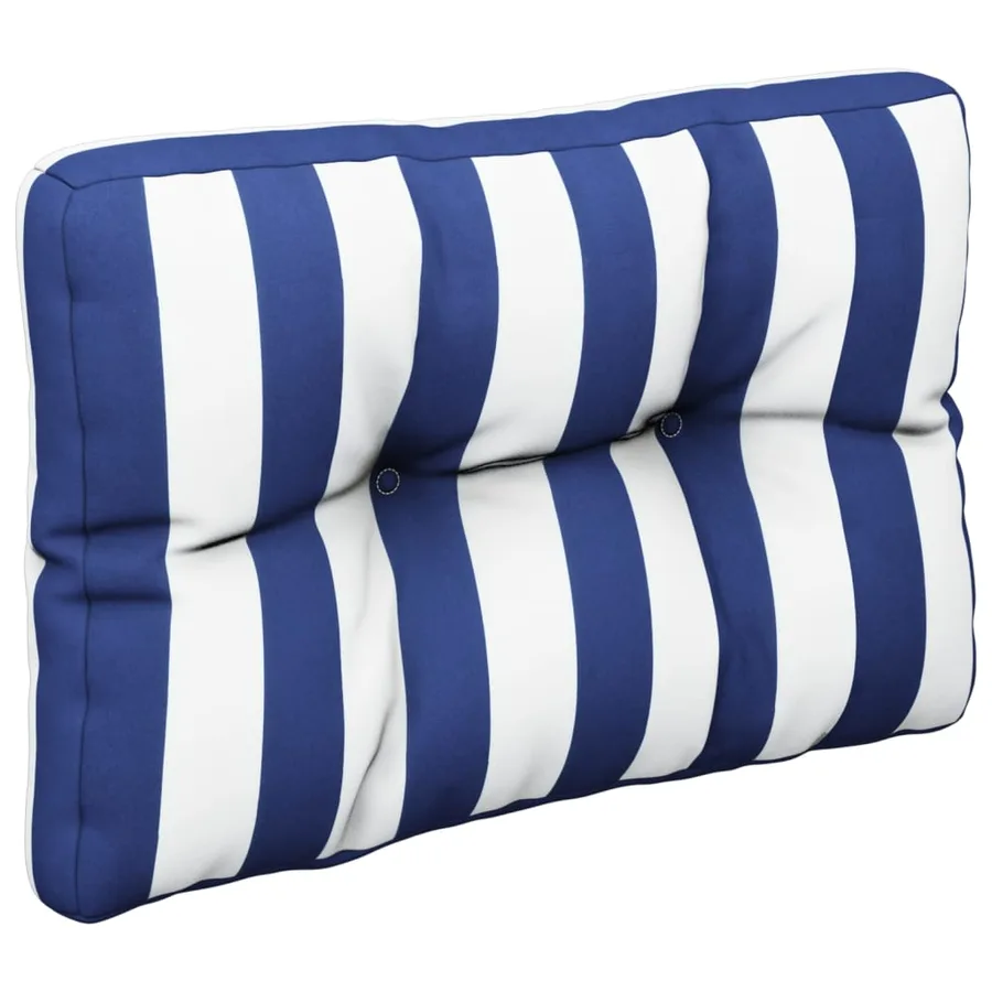 Coussin de palette rayures bleues et blanches 60x40x12 cm tissu - 4