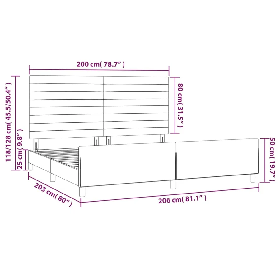 Cadre de lit sans matelas rose 200x200 cm velours - 14