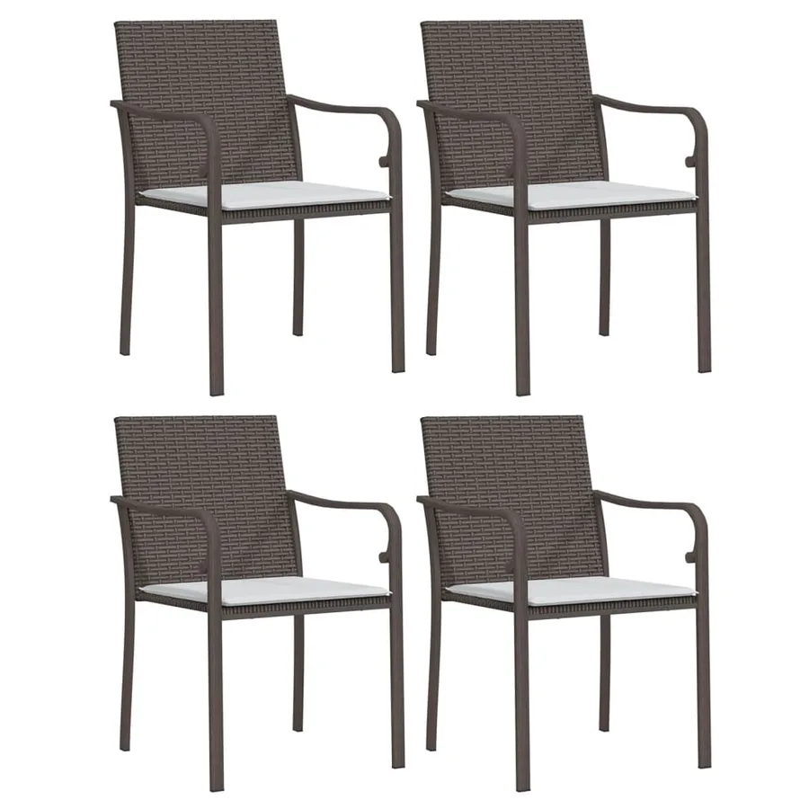 Chaises de jardin et coussins lot de 4 marron 56x59x84 cm rotin - 2