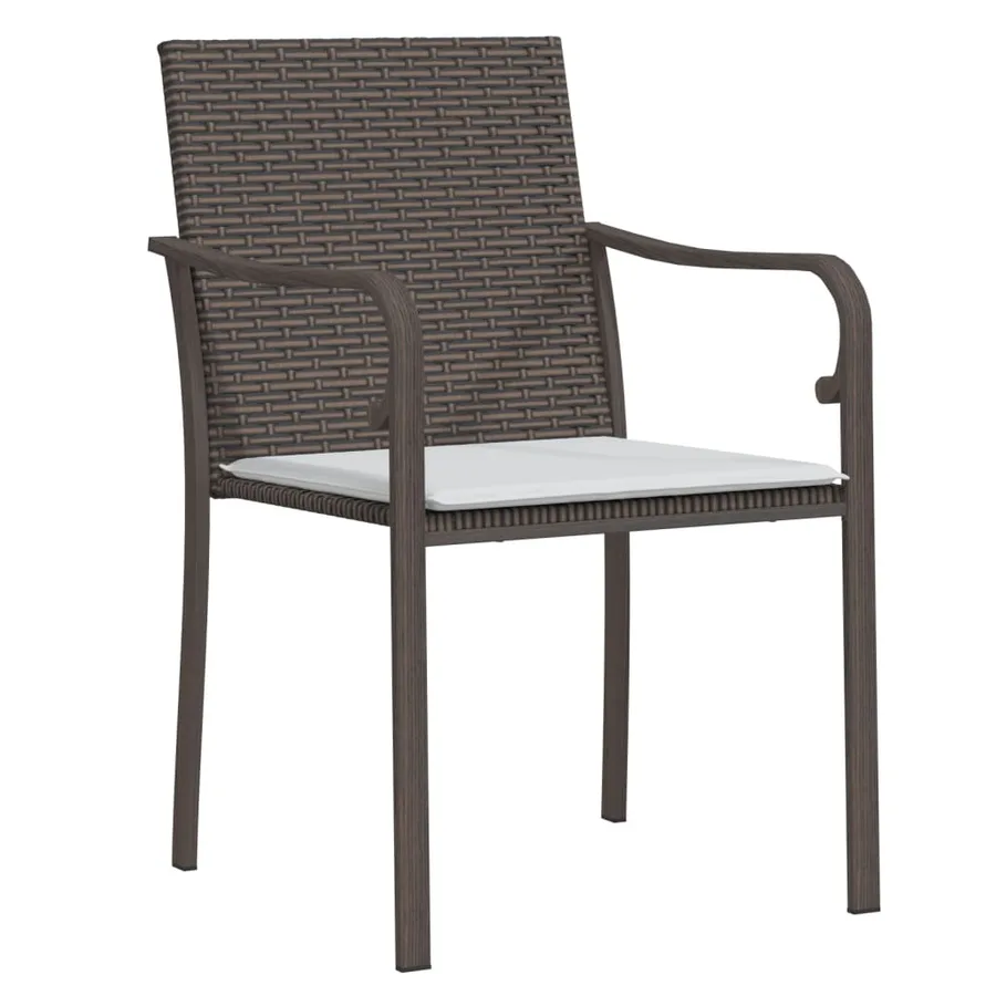 Chaises de jardin et coussins lot de 4 marron 56x59x84 cm rotin - 3