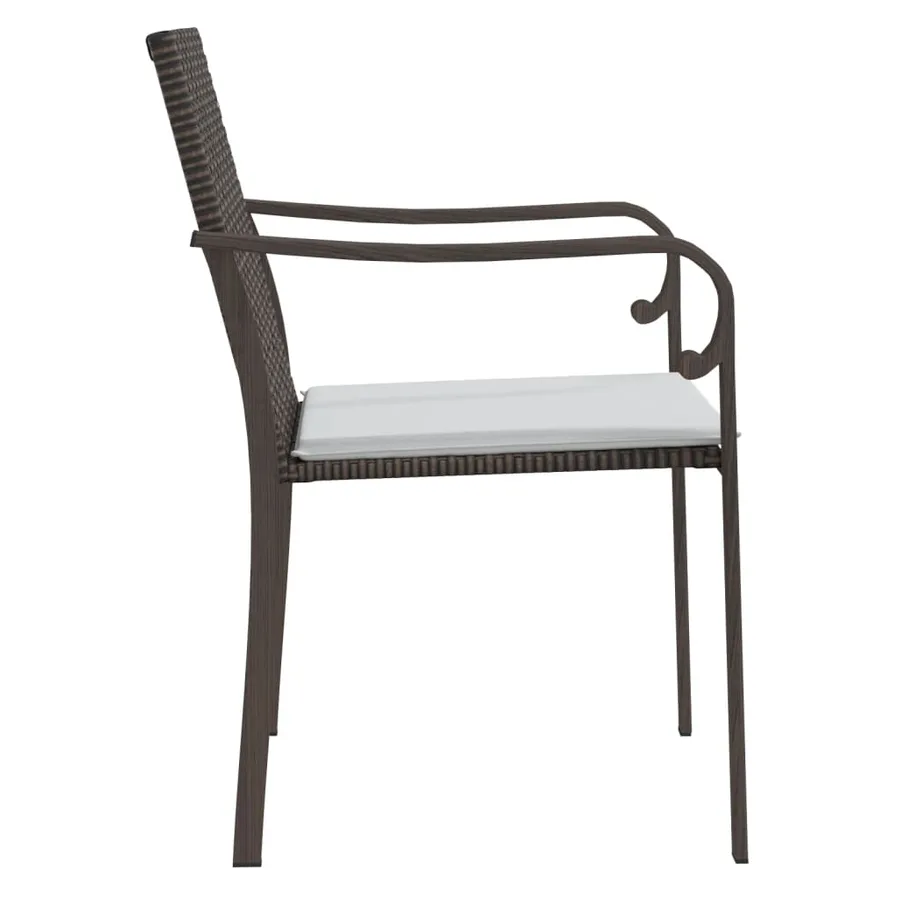 Chaises de jardin et coussins lot de 4 marron 56x59x84 cm rotin - 5