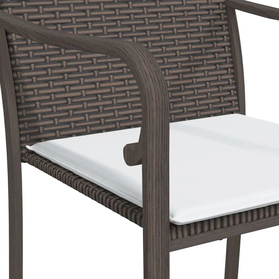 Chaises de jardin et coussins lot de 4 marron 56x59x84 cm rotin - 7