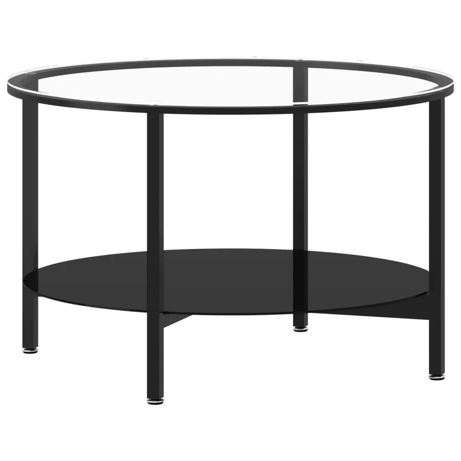 Table à thé Noir et transparent 70 cm Verre trempé - 2