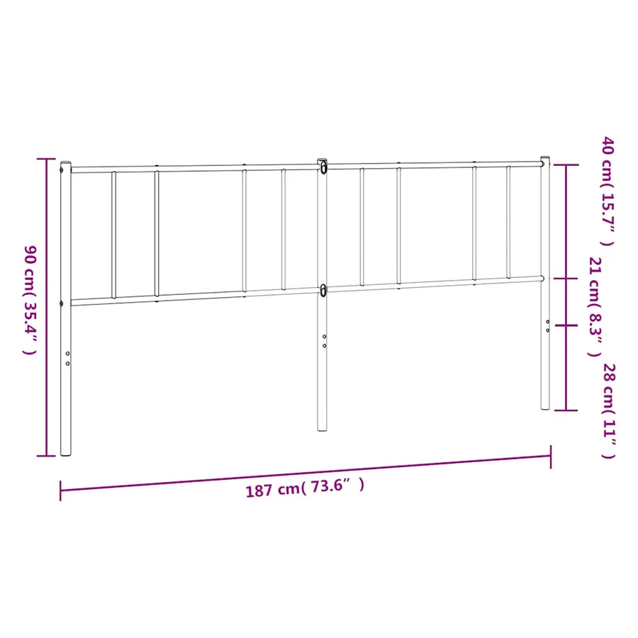 Tête de lit de remplacement métal noir 180 cm - 8