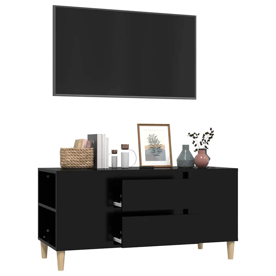 Meuble TV Noir 102x44,5x50 cm Bois d'ingénierie - 5