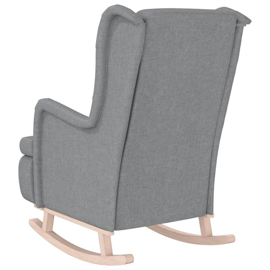 Fauteuil avec pieds à bascule en bois d'hévéa Gris clair Tissu - 5