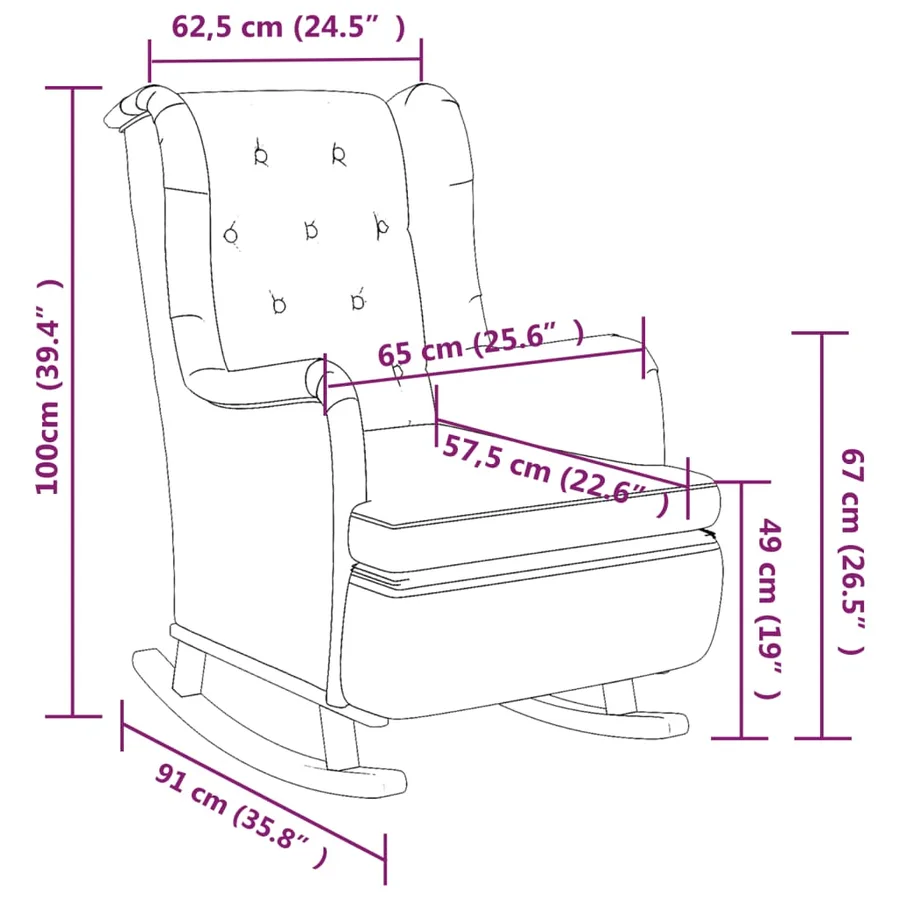 Fauteuil avec pieds à bascule en bois d'hévéa Gris clair Tissu - 8