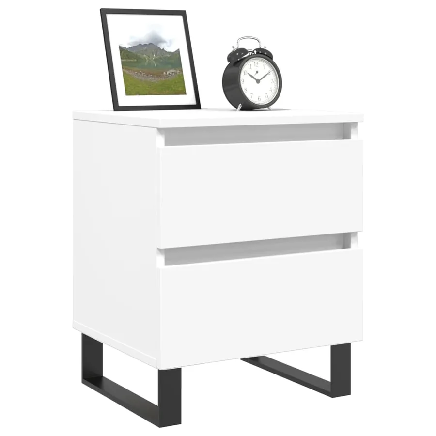 Tables de chevet 2 pcs blanc 40x35x50 cm bois d’ingénierie - 3