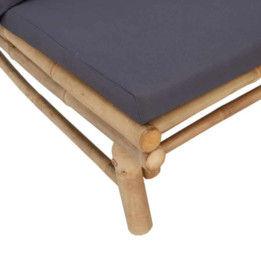 Banc de jardin avec coussins gris foncé bambou - 5