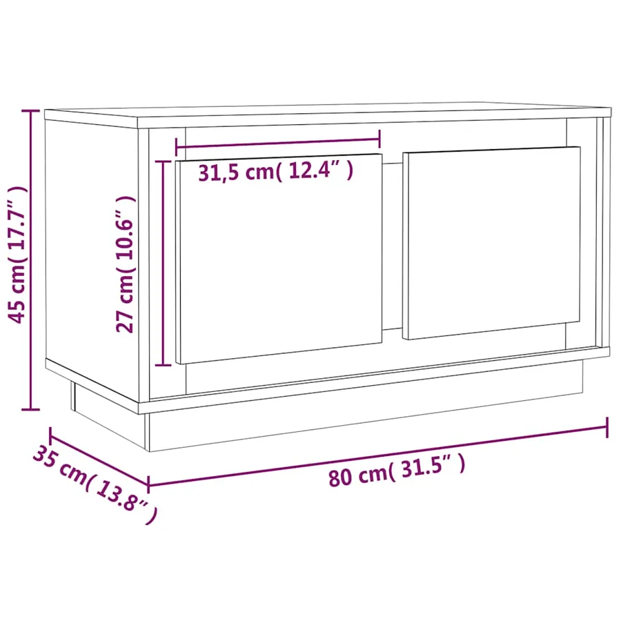 Meuble TV chêne marron 80x35x45 cm bois d'ingénierie - 10