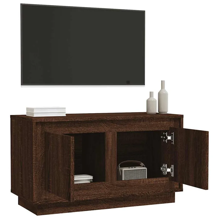 Meuble TV chêne marron 80x35x45 cm bois d'ingénierie - 5