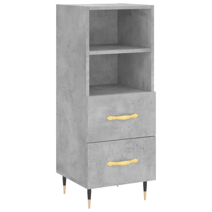 Buffet Gris béton 34,5x34x90 cm Bois d'ingénierie - 2