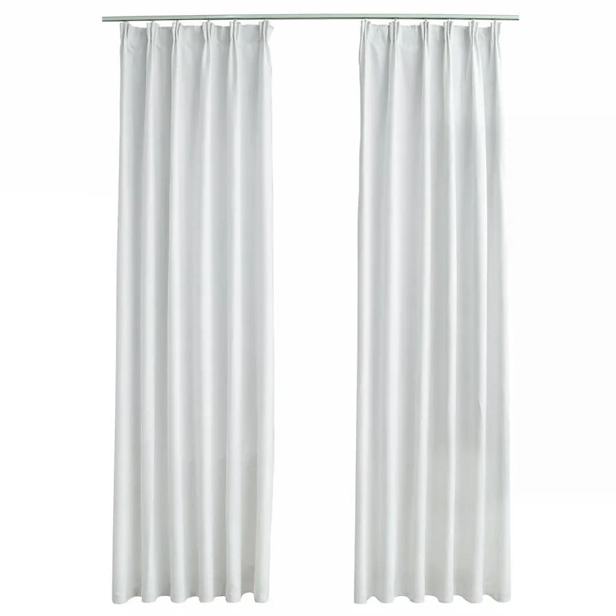 Rideaux occultants avec crochets 2 pcs Blanc cassé 140x225 cm - 2