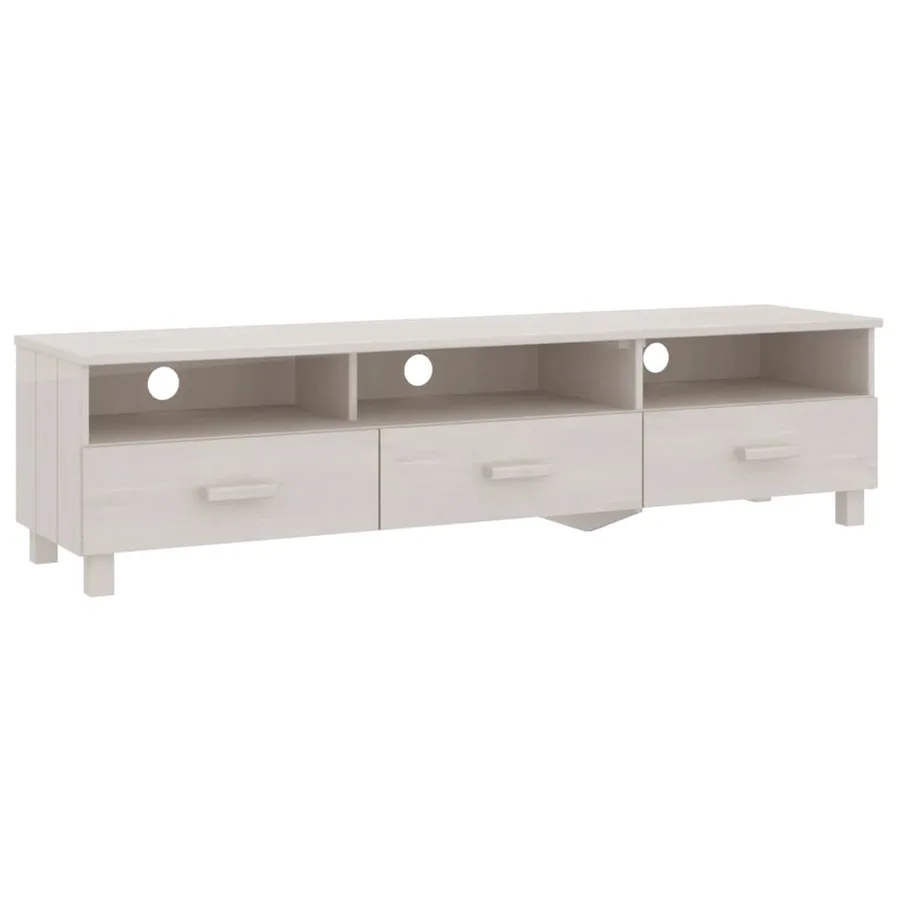 Meuble TV HAMAR Blanc 158x40x40 cm Bois massif de pin - 2