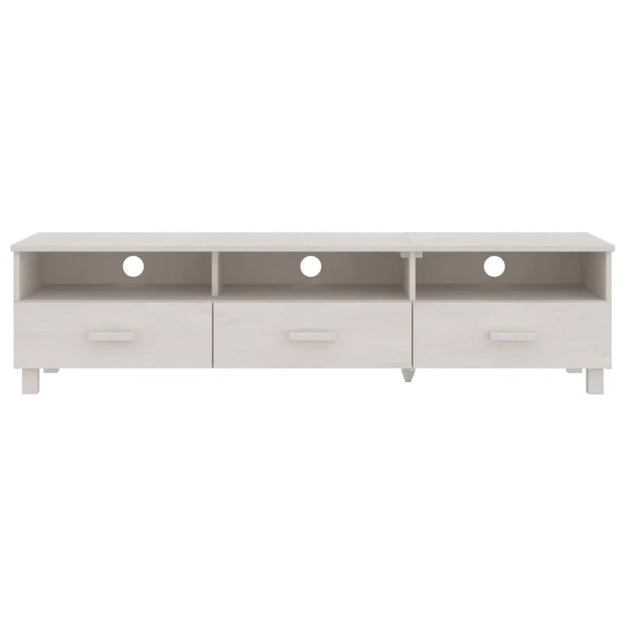 Meuble TV HAMAR Blanc 158x40x40 cm Bois massif de pin - 3