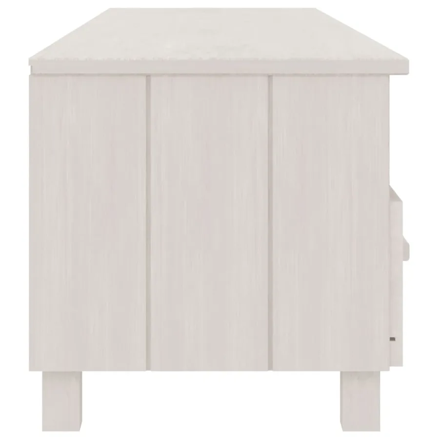 Meuble TV HAMAR Blanc 158x40x40 cm Bois massif de pin - 4