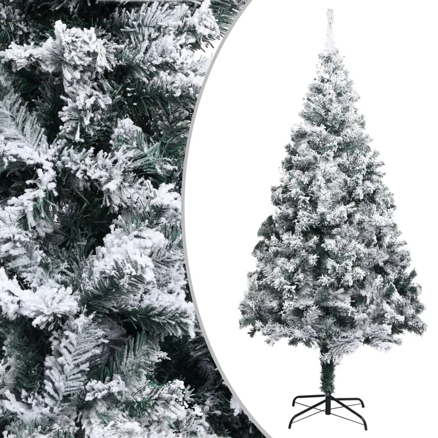 Sapin de Noël artificiel avec neige floquée vert 240 cm PVC