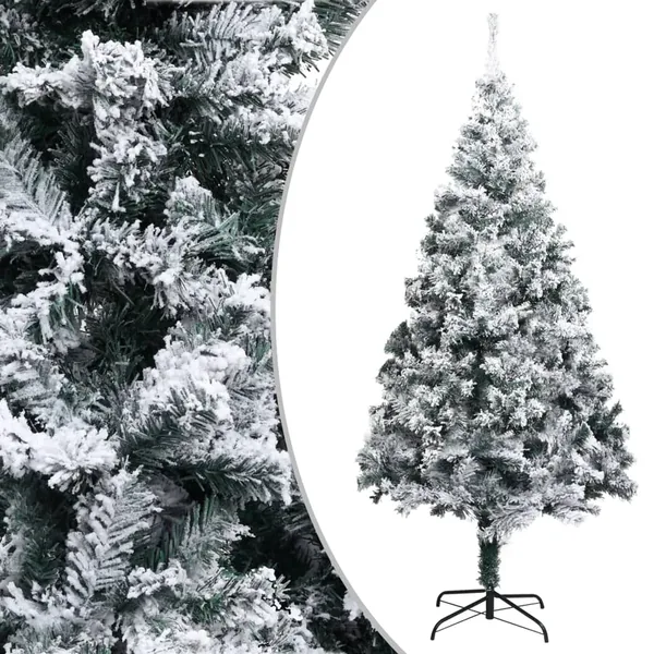 Sapin de Noël artificiel avec neige floquée vert 240 cm PVC