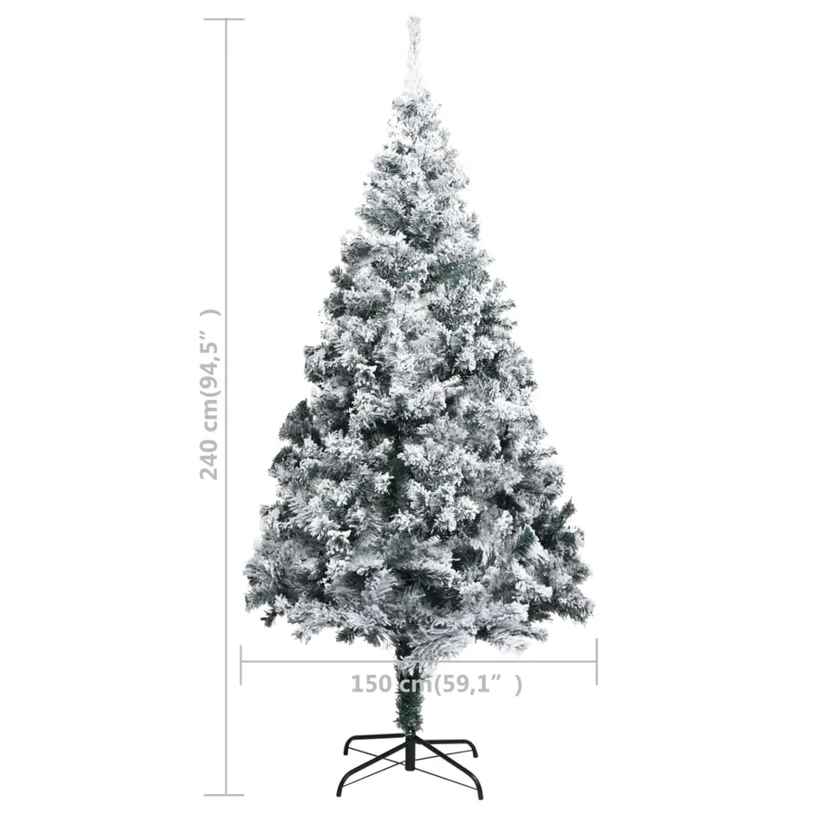 Sapin de Noël artificiel avec neige floquée vert 240 cm PVC - 6