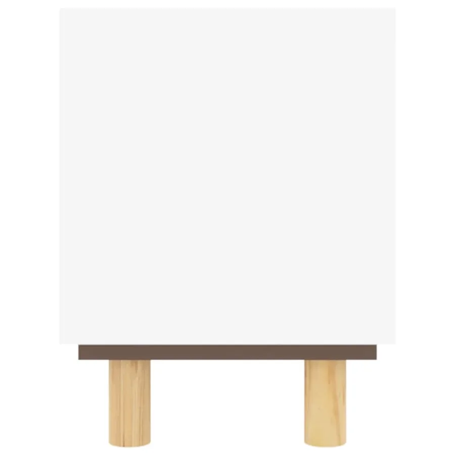 Meuble TV Blanc 80x30x40 cm Bois de pin massif et rotin naturel - 5