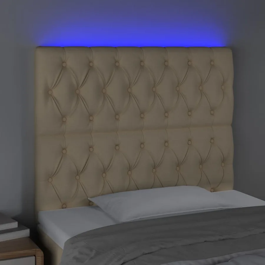 Tête de lit à LED Crème 90x7x118/1288 cm Tissu - 3