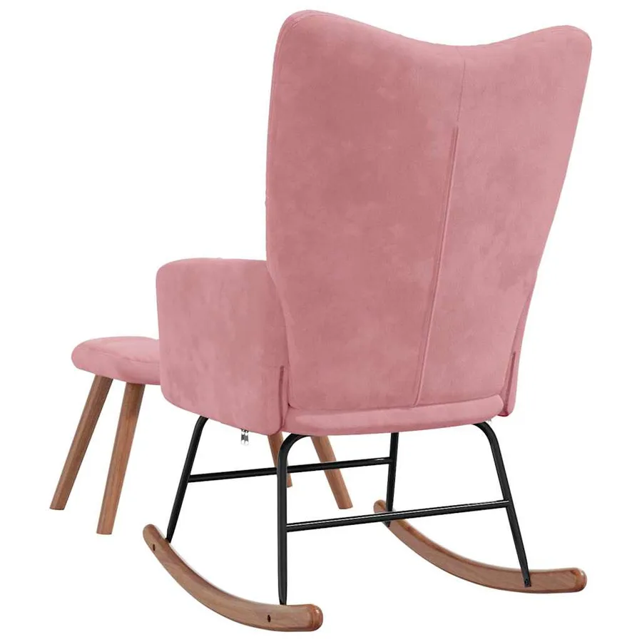 Chaise à bascule avec repose-pied Rose Velours - 9