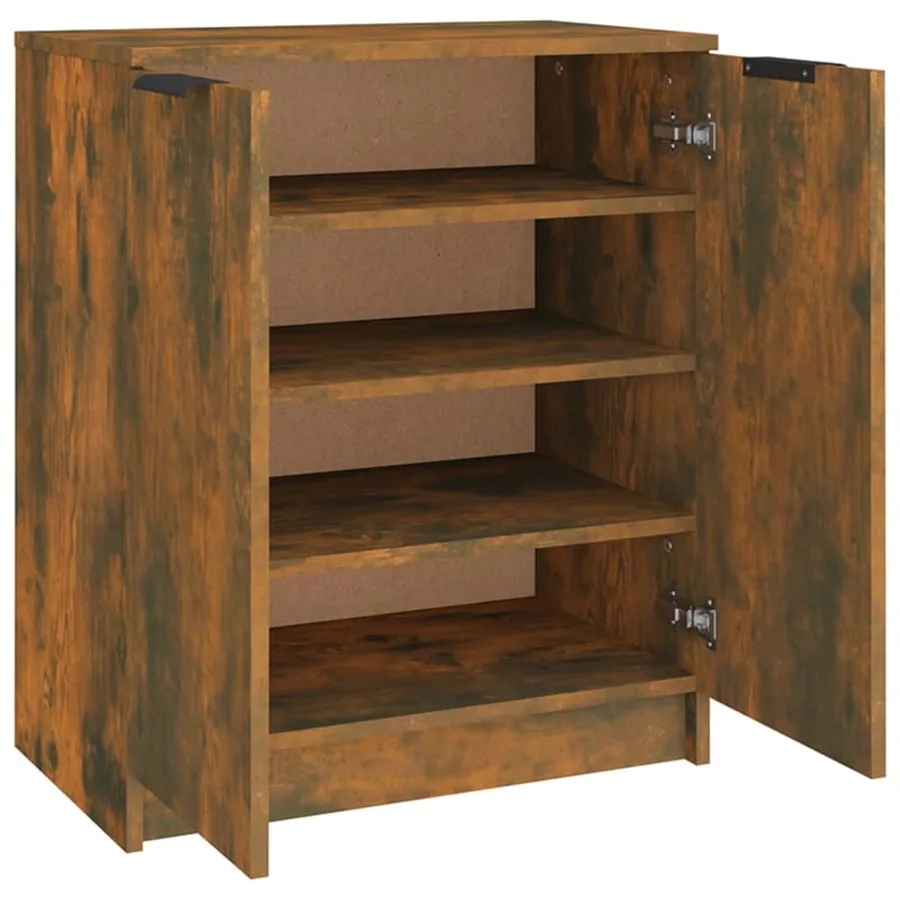 Meuble à chaussures Chêne fumé 59x35x70 cm Bois d'ingénierie - 5