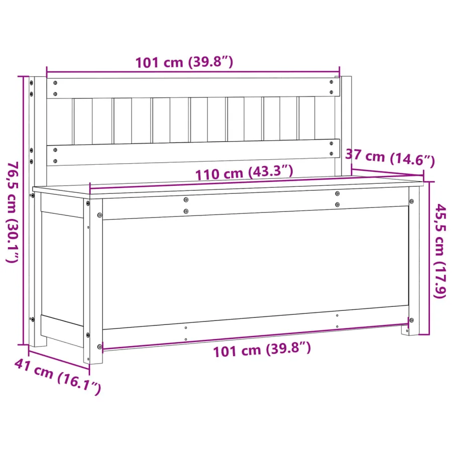 Banc Blanc 110x41x76,5 cm Bois de pin massif - 12