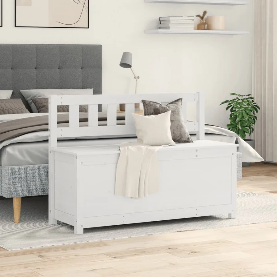 Banc Blanc 110x41x76,5 cm Bois de pin massif - 3