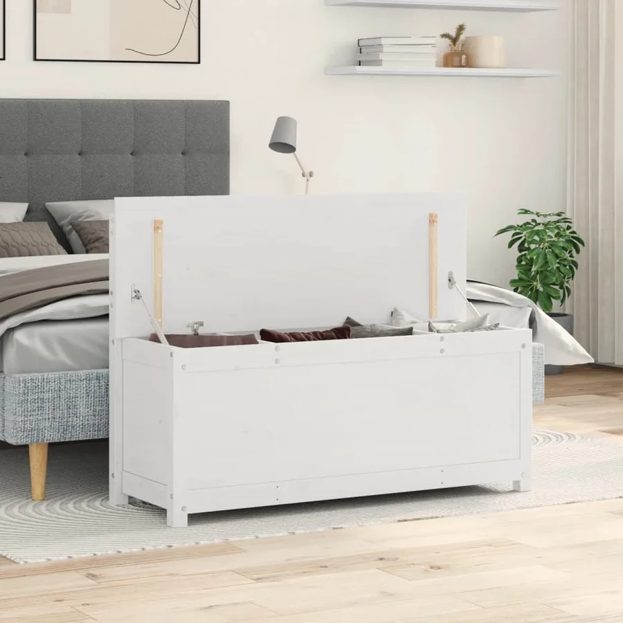 Banc Blanc 110x41x76,5 cm Bois de pin massif - 4