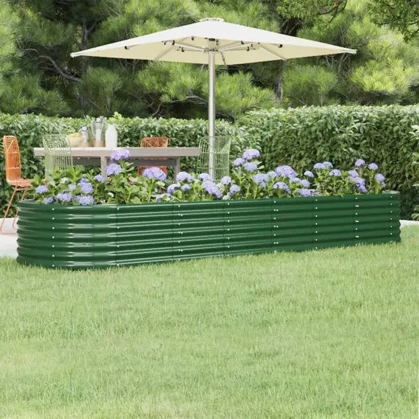Lit surélevé de jardin Acier galvanisé 296x80x36 cm Vert