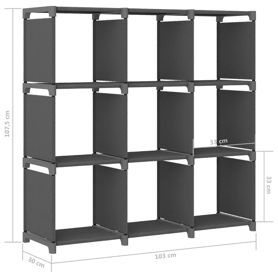 Étagère d'affichage 9 cubes Gris 103x30x107,5 cm Tissu - 8