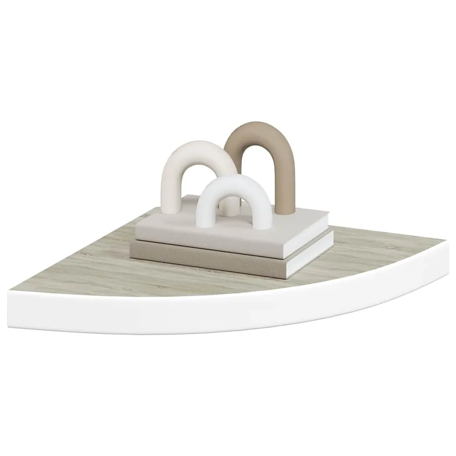 Étagères d'angle murales 4 pcs Chêne et blanc 35x35x3,8 cm MDF - 4